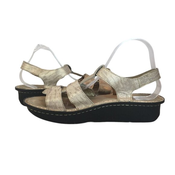 Alegria Womens Gold Cream Leather Sandals Size 9.5-10/40 Hook & Loop - Picture 9 of 11